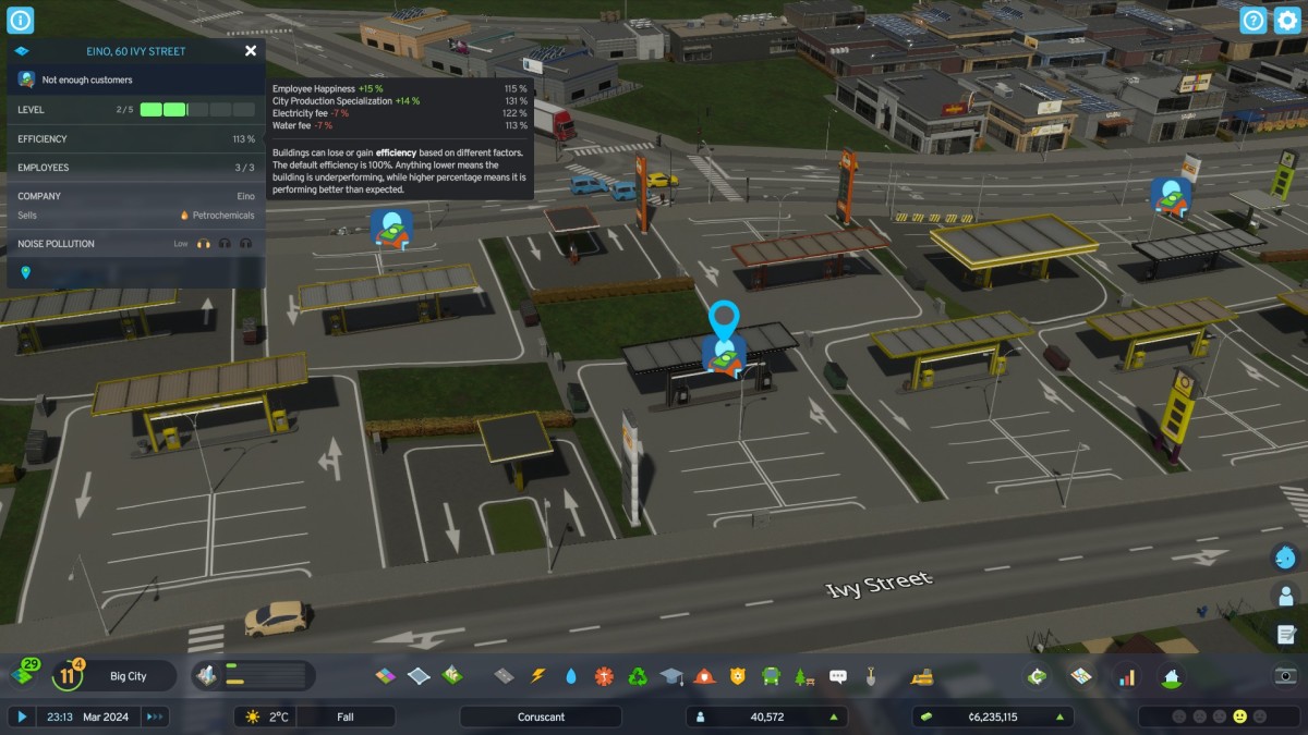 Cities: Skylines 2 business efficiency screenshot.
